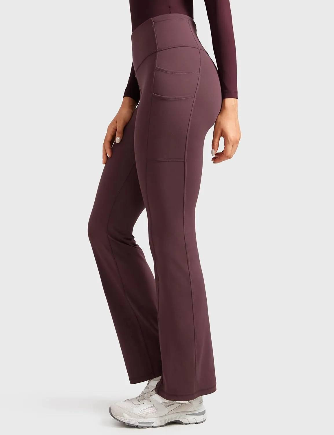 Womens High Waisted Medical Flare Scrub Pants 31" - 7 Pockets Wide Leg Bootcut Yoga Scrub Leggings Work Pants