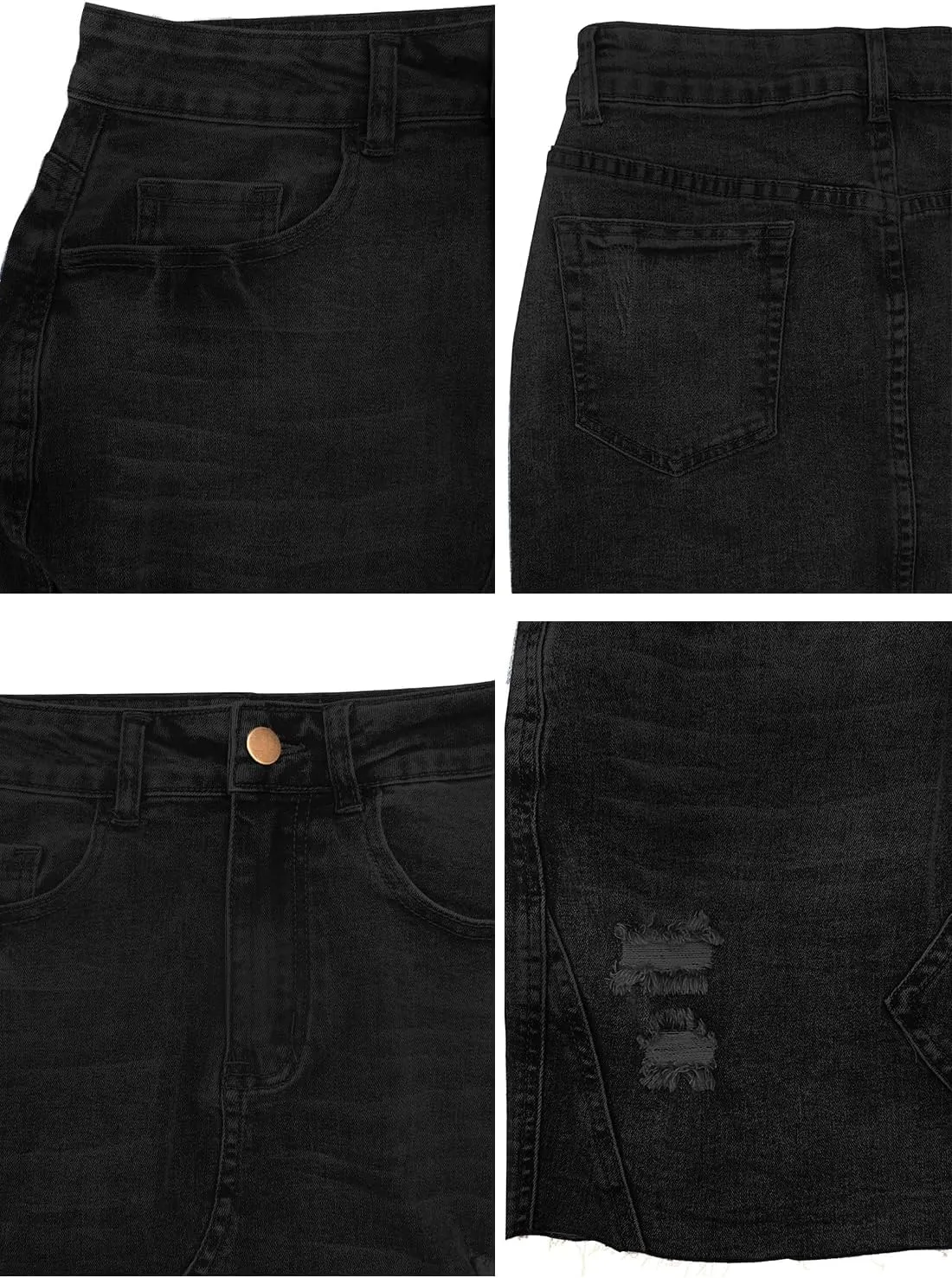 Women's Jean Mini Skirt High Waist Above Knee Length Bodycon Vintage Pocket Denim Summer Short Skirts for Women