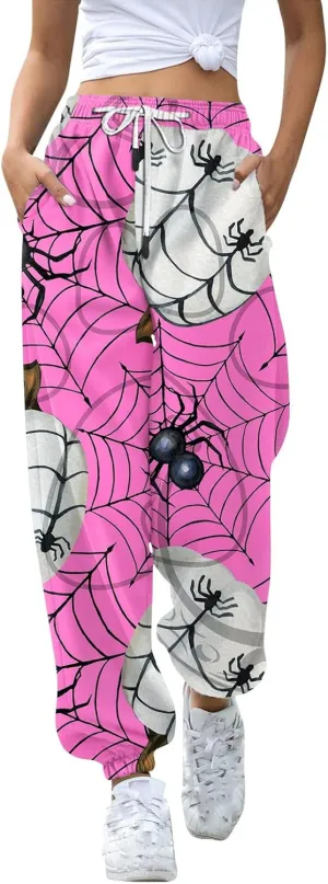 Womens Joggers with Pockets 2024 Trendy Baggy Sweatpants Plus Size Skeleton Print Hiking Pants Petite Lightweight