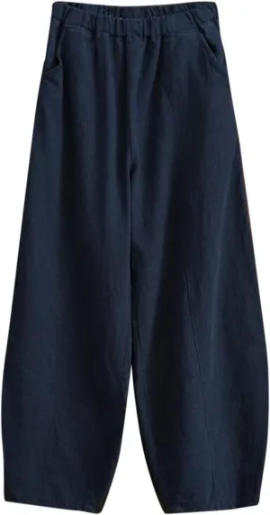 Women's Linen Blend Summer Cropped Palazzo Pants Elastic Waisted Long Lounge Plus Size Palazzo Lounge Pants Office