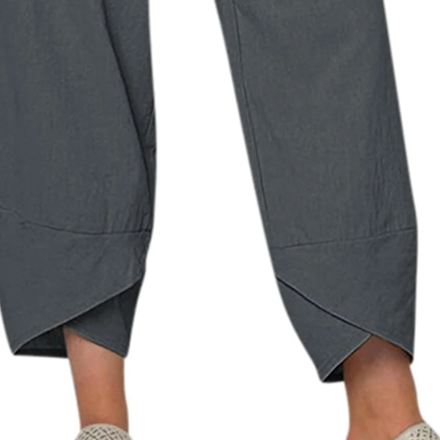 Womens Linen Pants Summer Casual Cropped Comfy Baggy Trousers