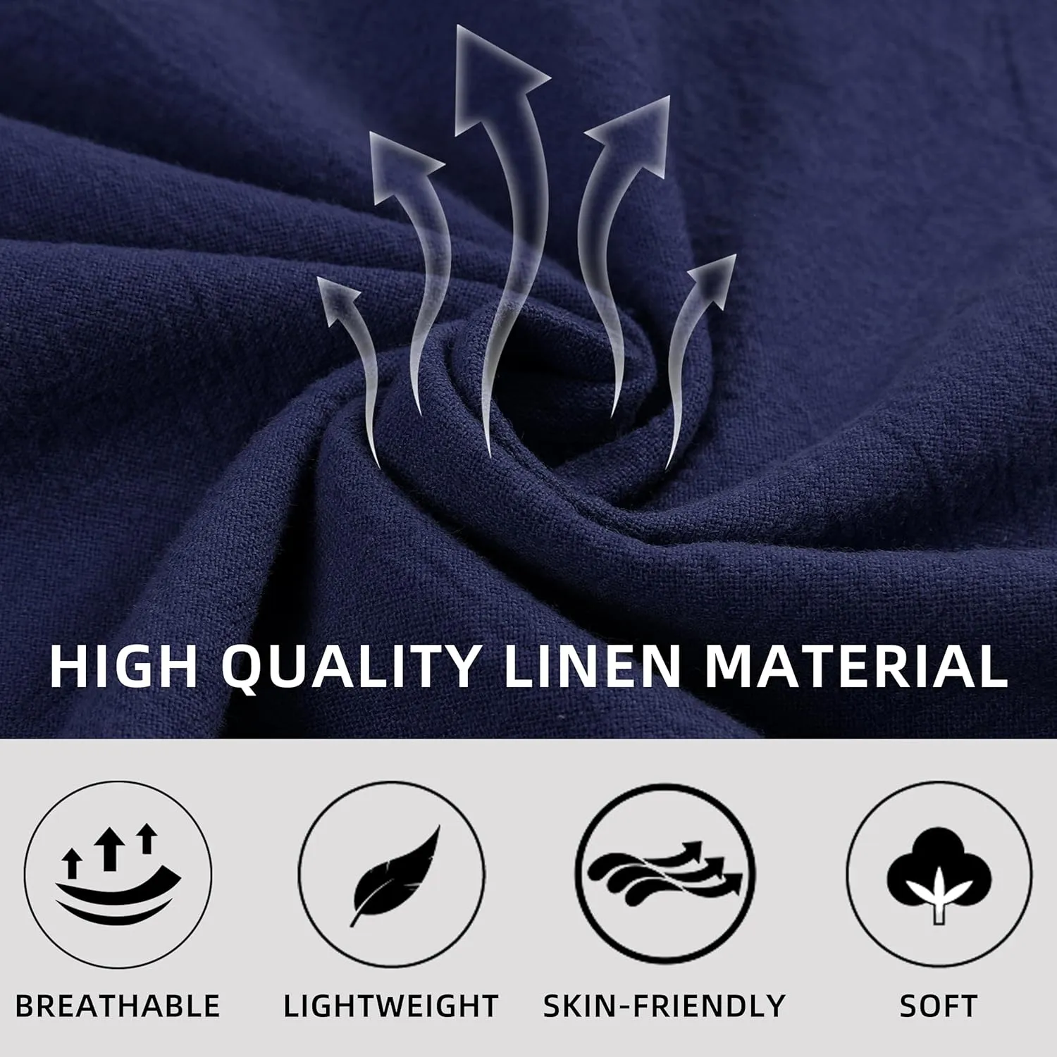 Womens Linen Wide Leg Pants High Waisted Drawstring Baggy Loose Beach Pants with Pockets