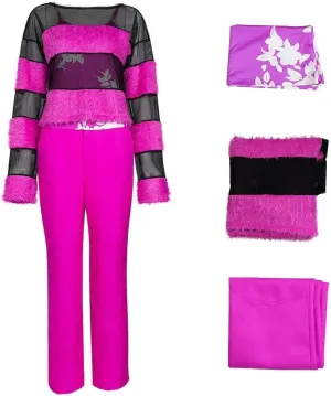 Womens Regina George Costume Cady Heron Cosplay Blouse Camisole Tank Top Pants Set Halloween Party Outfit