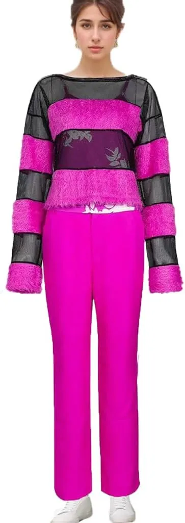 Womens Regina George Costume Cady Heron Cosplay Blouse Camisole Tank Top Pants Set Halloween Party Outfit