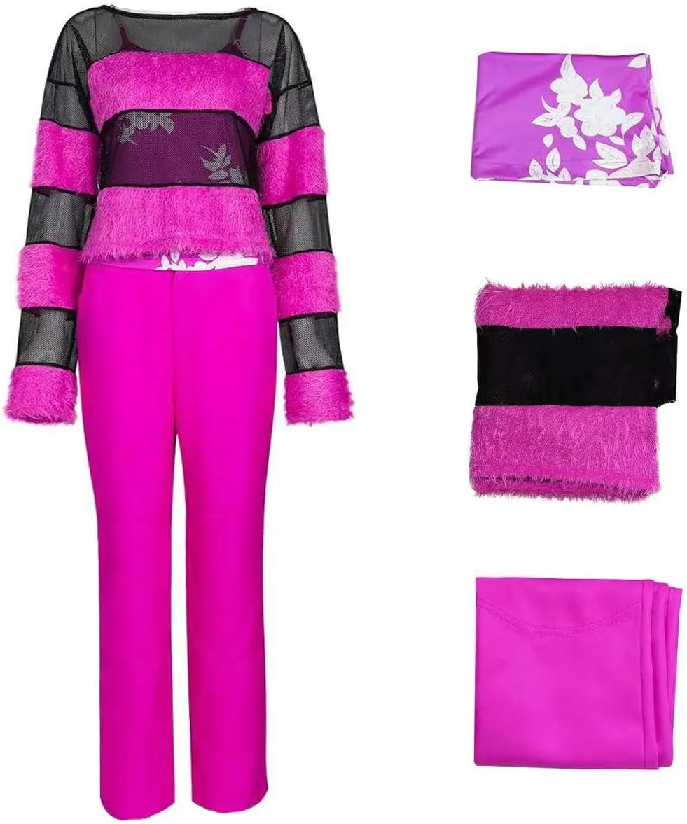 Womens Regina George Costume Cady Heron Cosplay Blouse Camisole Tank Top Pants Set Halloween Party Outfit