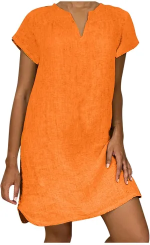 Womens Summer Cotton Linen Dress Sleeveless V Neck Loose Keen Length Long Dresses Comfy Casual Plus Size Maxi Dress