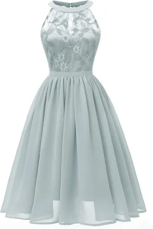 Womens Teen Girls Lace Patchwork Sleeveless Sundress Summer Prom Party Cocktail Mini Skater Dress