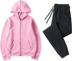 Womens Two Piece Outfits Long Sleeve V Neck Y2K Fashion Hoodie Sweatshirt Long Pants Outfits