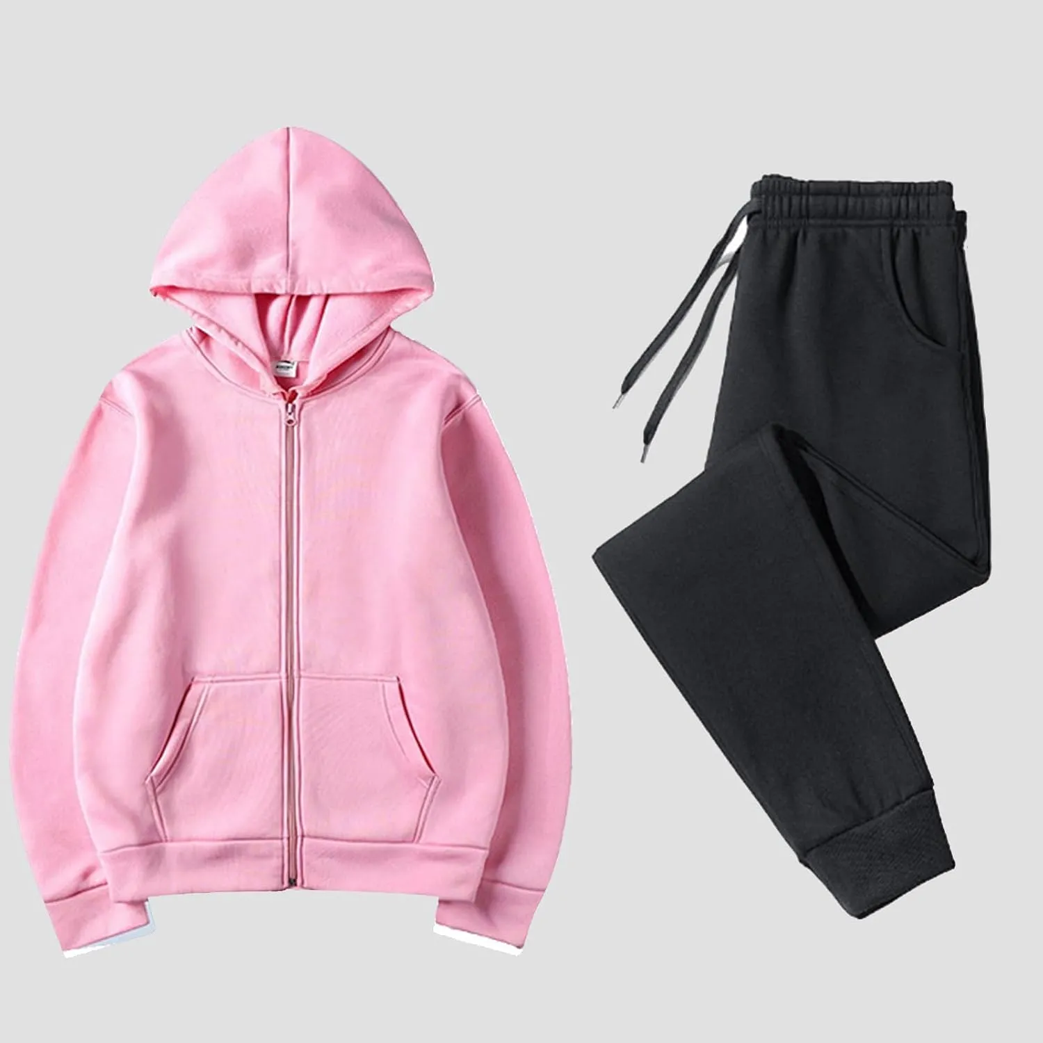 Womens Two Piece Outfits Long Sleeve V Neck Y2K Fashion Hoodie Sweatshirt Long Pants Outfits
