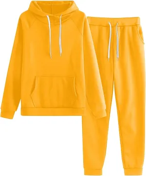 Women's Two Piece Tracksuit Fall Long Sleeve Crewneck Solid Color Cute Baggy Sweatpants Fall Fashion Outfits