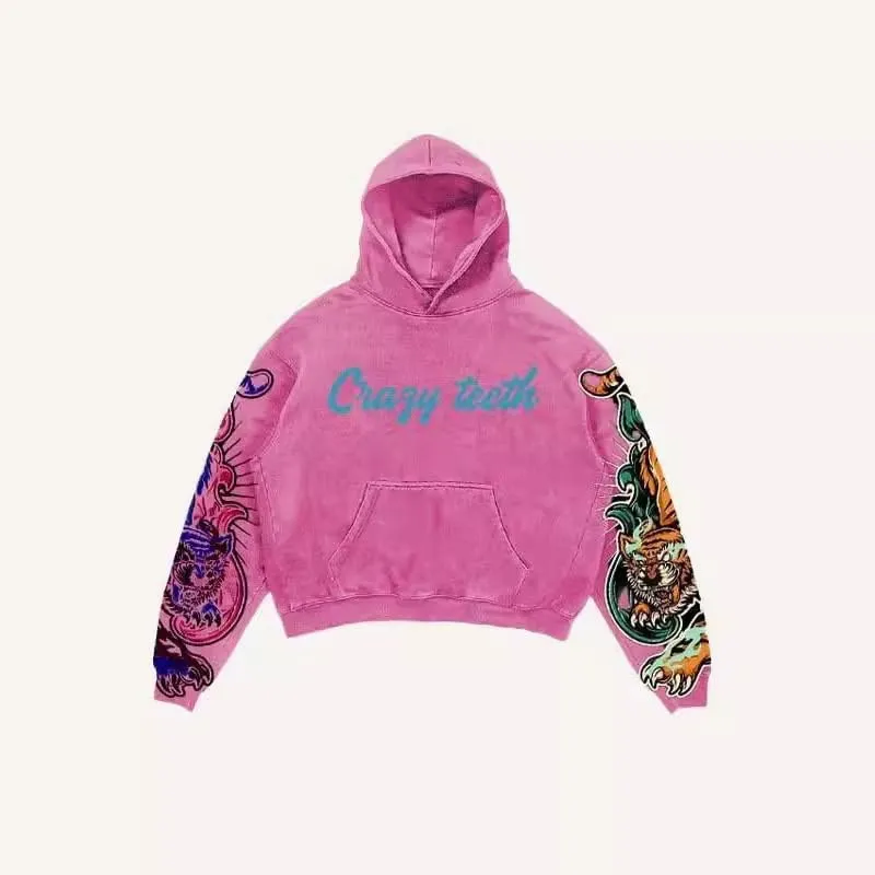 Y2K sweatshirt with hip-hop letter print oversized men's and women's hoodies, casual loose solid Gothic top