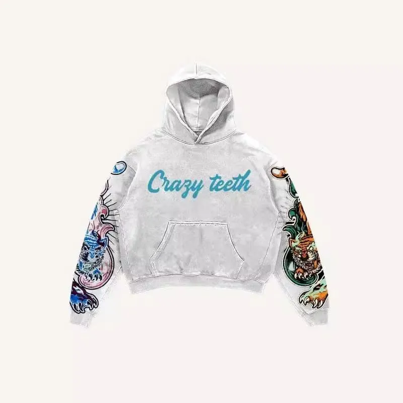 Y2K sweatshirt with hip-hop letter print oversized men's and women's hoodies, casual loose solid Gothic top