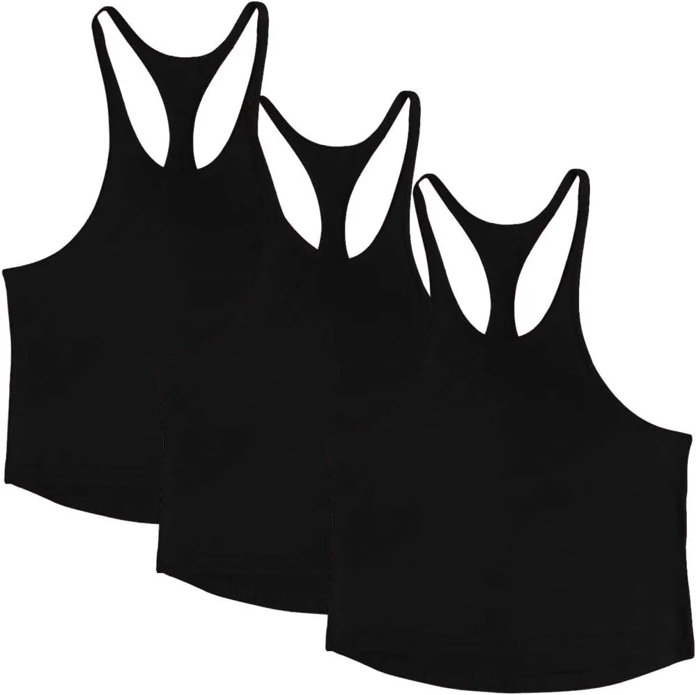 ZUEVI Men's Stringer Tank Tops Muscule Cut Bodybuilding Gym Vest Y-Back Workout Sleeveless T-Shirt